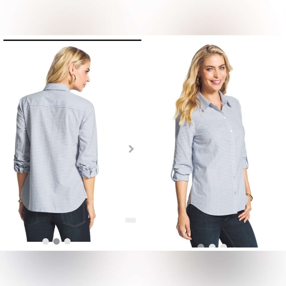 Chicos Striped Roll-Sleeve shirt SZ 3= XL